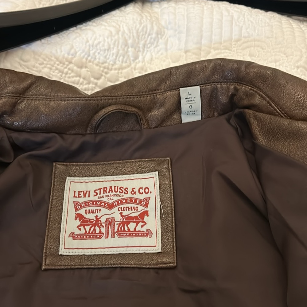 Levi's Brown Leather Shirt Jacket - Picture 4 of 8